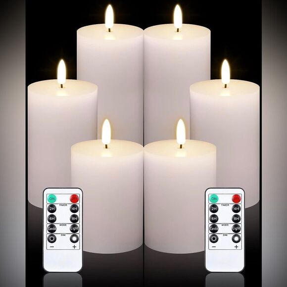 White flameless candles.  Set of six white LED with remote & timer. NWT - Picture 3 of 6